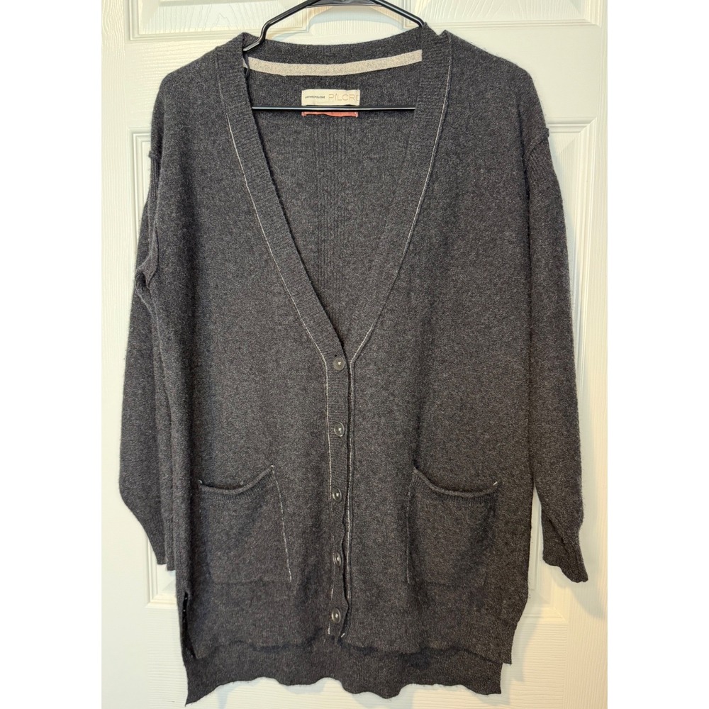 Pilcro 100% Cashmere Cardigan Sweater Charcoal Grey Button Front Small